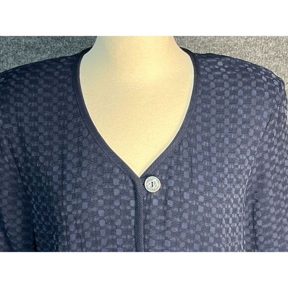 Cynthia Max Button Down Cardigan Sweater Navy Blue Pocket Womens Size Petite - Picture 4 of 13